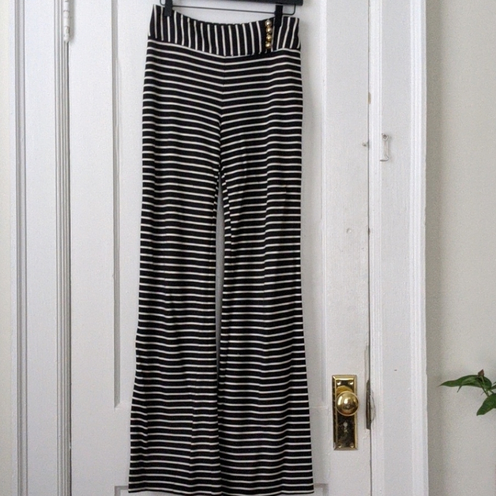 Trina Turk Black and White Striped Pants